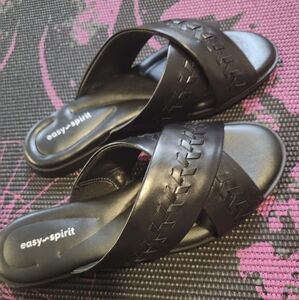 Easy Spirit Women's Black Joella Cross-Strap Sandals 7m
